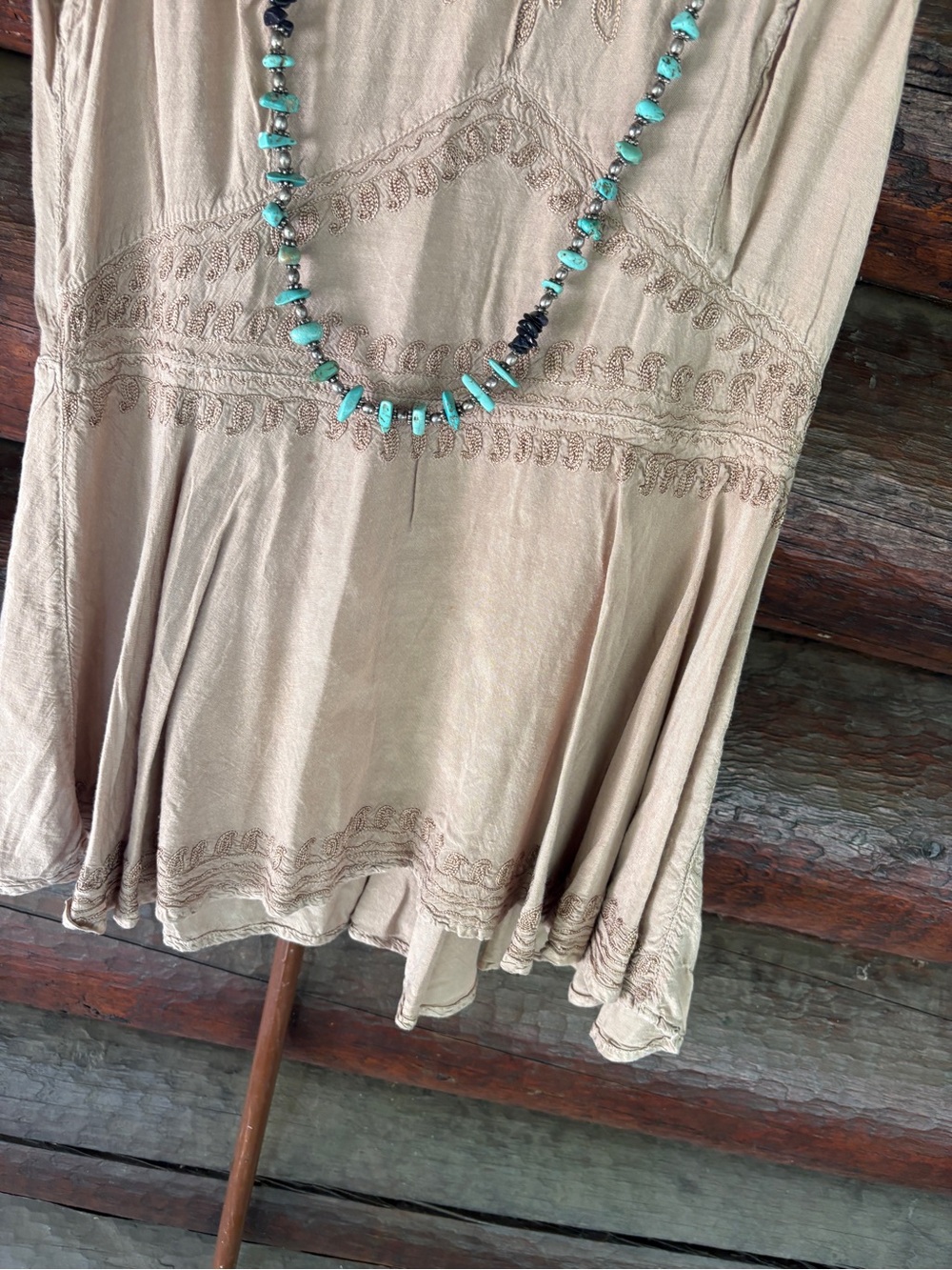 Braja M Hippie Boho embroidered Tan Womens Sleeveless Top tunic Gypsy style - Picture 9 of 11